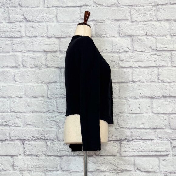 Joseph Black Cotton Blend Raw Edge Cropped Jacket - Picture 3 of 9